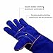KIM YUAN Extreme Heat/Fire Resistant Gloves Leather with Kevlar Stitching, Mitts Perfect for Welding/Oven/Grill/BBQ/Mig/Fireplace/Stove/Pot Holder/Tig Welder/Animal Handling, (14in-blue)