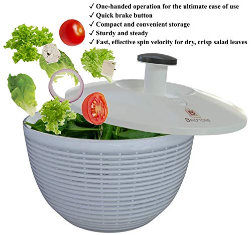 Brieftons QuickDry Salad Spinner: Large 6.2 Quart Vegetable Washer & Dryer with Bowl, Easy One-Handed Pump Operation, Heavy Duty, Compact Storage, Perfect for Washing and Drying Leafy Vegetables