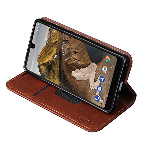 Moto Z2 Play Case,RUIHUI Luxury Leather Wallet Folding Flip Protective Shock Resistant Case Cover with Card Slots,Kickstand Feature and Magnetic Closure For Motorola Moto Z2 Play 2017 Release (Brown)