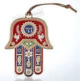 Gold Tone Hamsa hand Red Wall Hanging decor Lucky Charm CHAI Judaica Kabbalah evil eye