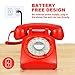 ECVISION 1960's Style Rotary Retro Old Fashioned Dial Home Telephone with Red Color