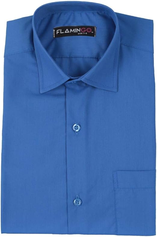 Boys Kids Cotton Slim Fit Classic Formal Royal Blue Shirt Amazon.co.uk