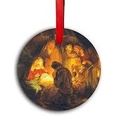 Adoration of The Shepherds Glass Ornament - Traditional Catholic & Christian Christmas Decor, Religious Decorative Hanging Ornaments for Tree - Nativity, Faith