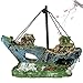 ❤Ywoow❤ Aquarium Ornament Aquarium Landscaping Aquarium Landscaping Decoration Aquarium Fish Tank Landscape Pirate Ship Wreck Ship Decor Resin Boat Ornament (A)thumb 1