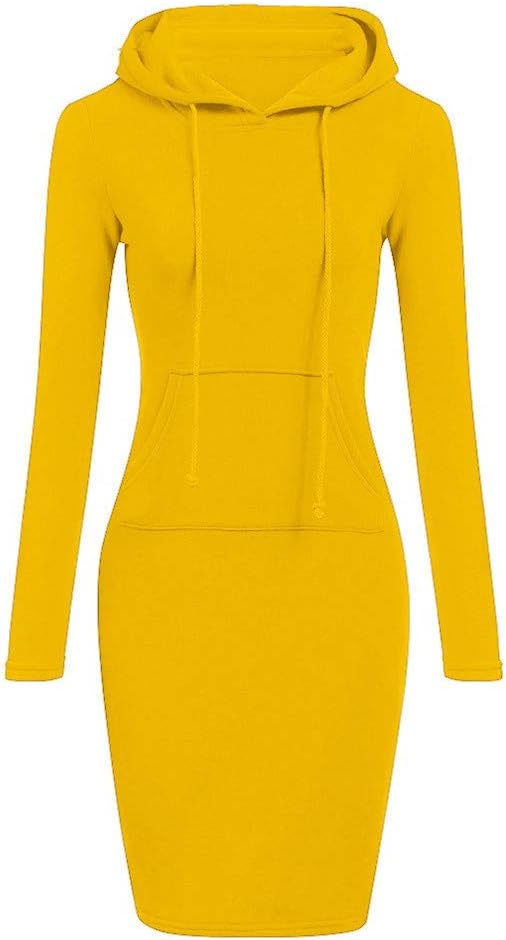 Womens Long Sleeve Hoodie Dress Casual Long Sweatershirt Dresses with Pockets