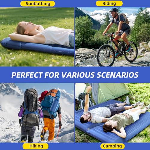 futrue-wolker Inflatable Sleeping Mat (Foot Pump), 83 cm Ultra Wide Sleeping Mat, Air Mattress, Camping, 13 cm Thickened Inflatable Mattress for Hiking, Sunbathing, Cycling Tents