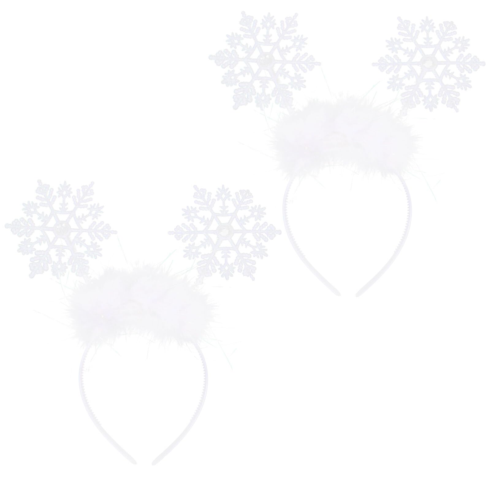 Uonlytech 2pcs Snowflake Headband Christmas Hairbands Snowflakes Hairhoop Cute Xmas Headbands Christmas Hair Accessories for women