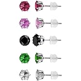 Tiny Stud Earrings S925 Sterling Silver Small Earrings for Women Post Multcolors Cubic Zirconia Trendy Lightweight Sleeper Hypoallergenic Earrings
