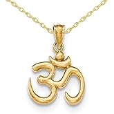 Gem And Harmony 14K Yellow Gold Ohm Symbol Charm Pendant Necklace with Chain