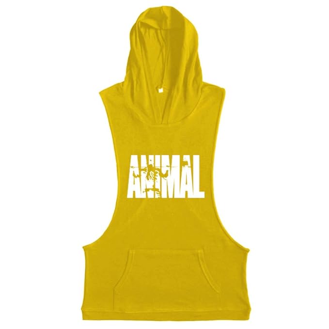 Herren Stringer Fitness Gym Shirt Herren Tank Top Animal T-Shirt mit Kapuze Weste Muscleshirt Print Sport Vest