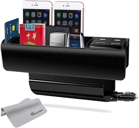 Amazon Raksonic 進化版 車用収納ポケット 運転席と助手席の間サイド収納ボックス 隙間ポケット すき間ポケット 小物収納 便利グッズ 多機能ギャップ収納 落下防止 シートサイド収納 運転席と助手席汎用 カー用品 ポケット ケース カバー 車 バイク
