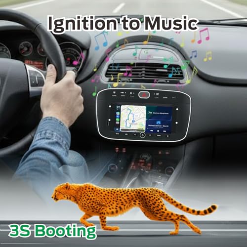 Fiat Punto (2010-2016) Linea(2012-2015) Linux Car Radio with CarPlay Wireless and Android Auto, 2 Seconds Start, Physical Control by Knob, OEM Level Audio, Plug & Play Installation