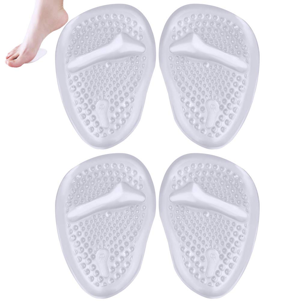 nuosen 2 Pairs Gel Insoles Women, Foot Pain Relief Pads Metatarsal Cushions Ball Foot Gel Pads Cushions (Transparent)