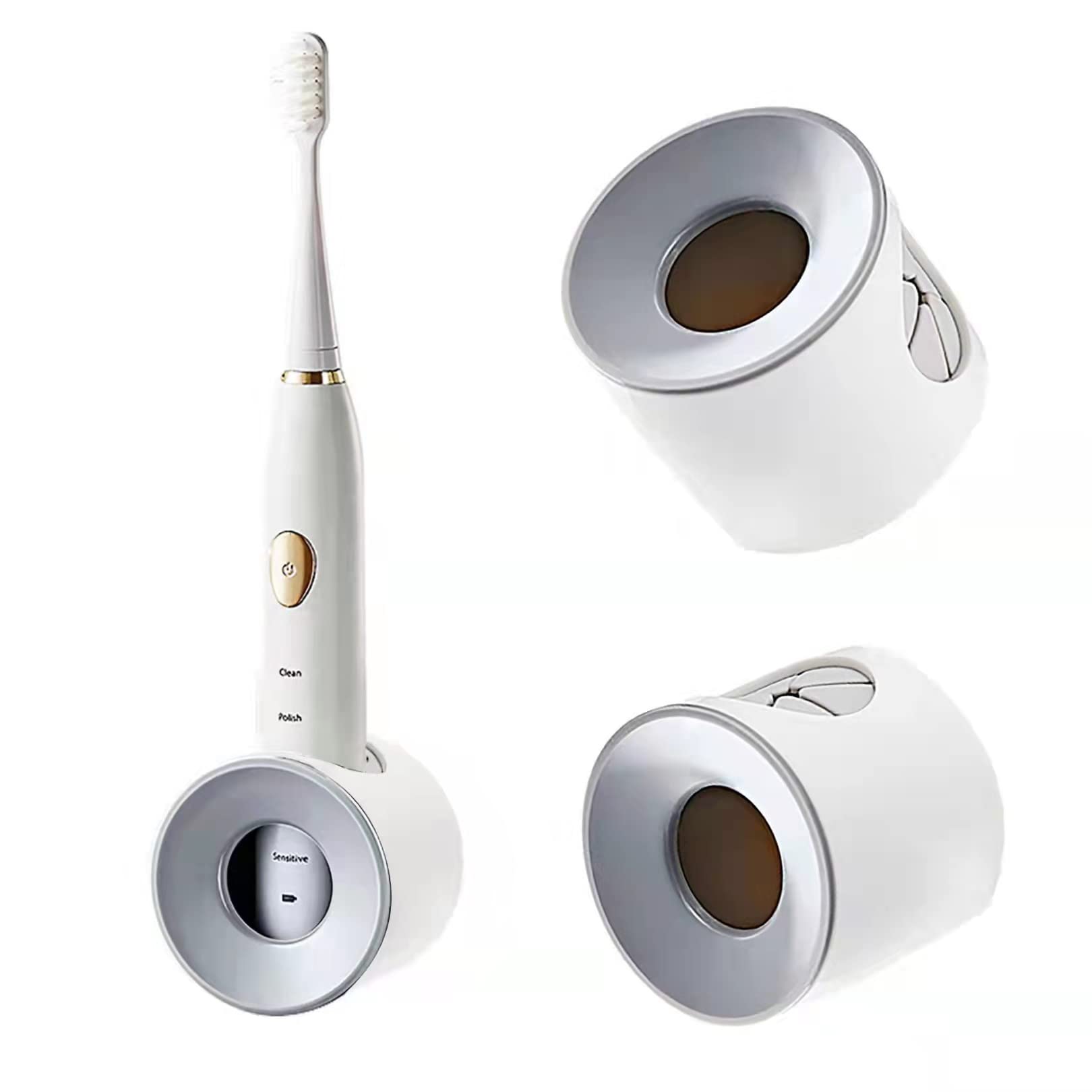 Electric Toothbrush Holder Adhesive Wall Mounted Toothbrush Holder for Washroom Bathroom Kitchen White