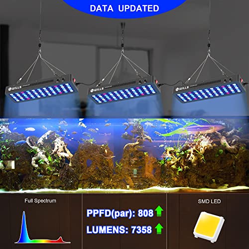 WILLS Aquarium Light, Dimmable Full Spectrum Fish Tank Light with 3