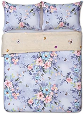 Word of Dream Egyptian Cotton 3PC Duvet Cover Set, Full/Queen, Vintage Floral Print
