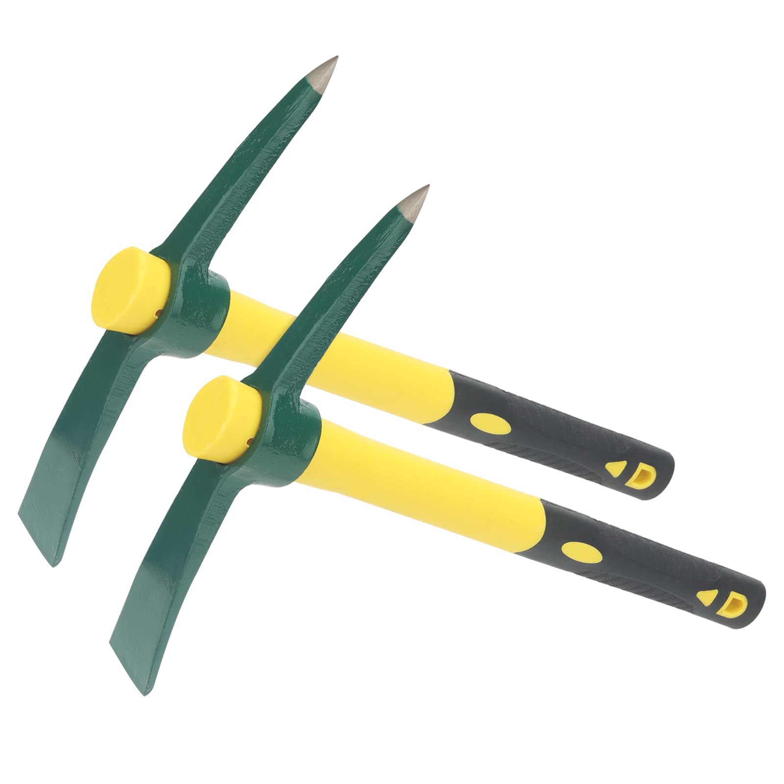 ZEONHEI 2 PCS 15 Inch Garden Pick Mattock Hoe, Gardening Hand Pick with Shock Absorption Rubber Handle and Forged Head, Heavy Duty Pick Axe Hand Tool for Digging Weeding Prospecting Camping Planting