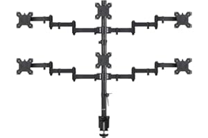 Suptek Hex LED LCD Monitor Stand up Desk Mount Extra Tall 31.5" Pole Heavy Duty Fully Adjustable Stand for 6 / Six Screens up