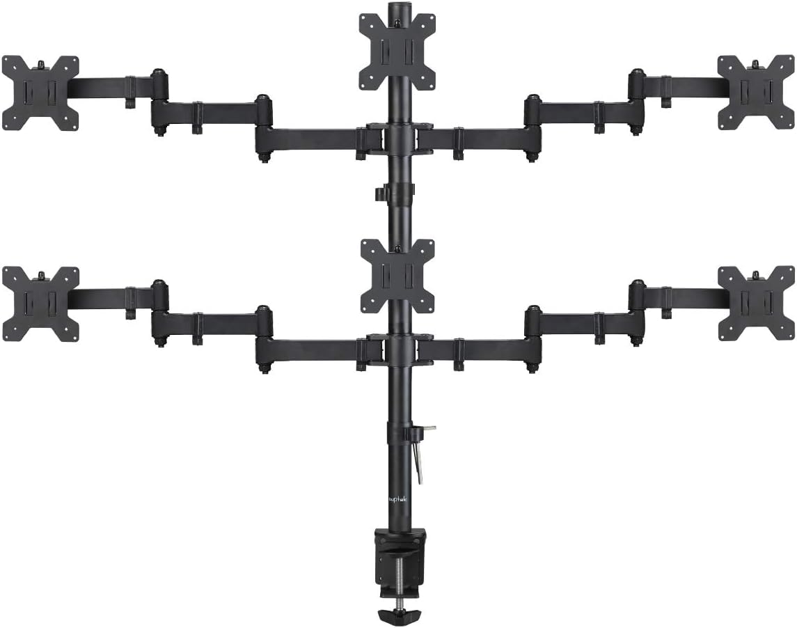 Photo 1 of Suptek Hex LED LCD Monitor Stand up Desk Mount Extra Tall 31.5 inch Pole Heavy Duty Fully Adjustable Stand for 6 / Six Screens up to 27 inch (MD68126)