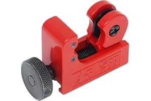 Envistia Mall Mini Compact Tubing Cutter Cuts 1/8 to 7/8 inch OD, Great for Copper Brass, Aluminum, Steel, Plastic, PVC. For HVAC, Plumbing, Automotive Professionals, Red