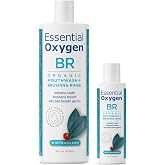 Essential Oxygen BR Certified Organic Brushing Rinse, All Natural Mouthwash for Whiter Teeth, Fresher Breath, and Happier Gums, Alcohol-Free Oral Care, Wintergreen, 2 Piece Set, 16 Oz