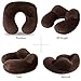 MLVOC Travel Pillow, Inflatable Neck Pillow with Ear Plugs, Eye Mask, Drawstring Bag and Soft Velvet Neck Support (Khaki)