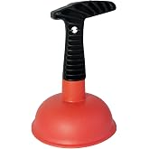 Mini Sink &amp; Drain Plunger with Short Handle - Heavy-Duty Rubber Cup &amp; Ergonomic Grip for Powerful Suction, Unclog Slow Drains in Sinks, Tubs, Showers, Bathrooms, Kitchens, Compact, Space-Saving Design