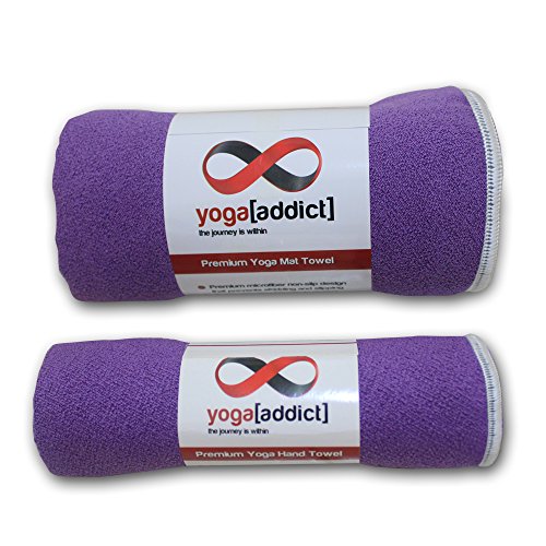 YogaAddict Yoga Mat Towel Towel and Hand Towel Set 100 Microfiber