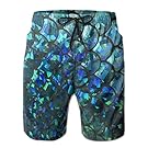 DS-co Turquoise Stretch Mermaid Scales Men's Summer Beach Quick-Dry Surf Swim Trunks Boardshorts Cargo Pants