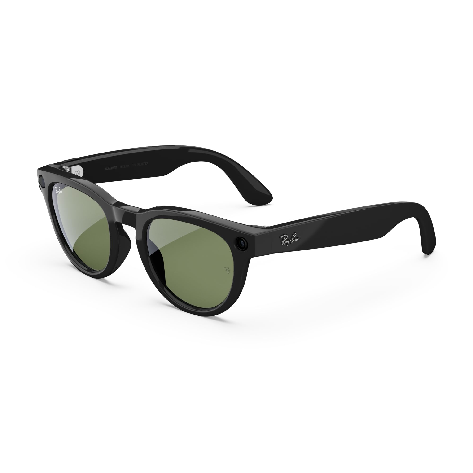 Photo 1 of Ray-Ban Meta (Gen 2), Headliner, Shiny Black | Smart AI Glasses for Men, Women — 2x Battery Life — 3K Ultra HD Resolution — 12 MP Ultra-Wide Camera, Audio, Video — Green Lenses — Wearable Technology