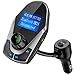 Nulaxy Bluetooth Car FM Transmitter Wireless Audio Adapter Receiver Handsfree Voltmeter Car Kit TF Card AUX USB 1.44 Display On/Off Button Folder Play Mode - KM24 Silver