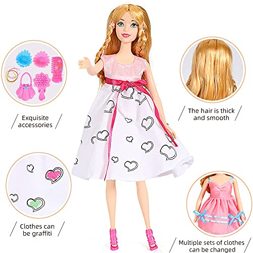 Fashion Princess Doll Playset Dress Up Kit Gift Toys with Accessories