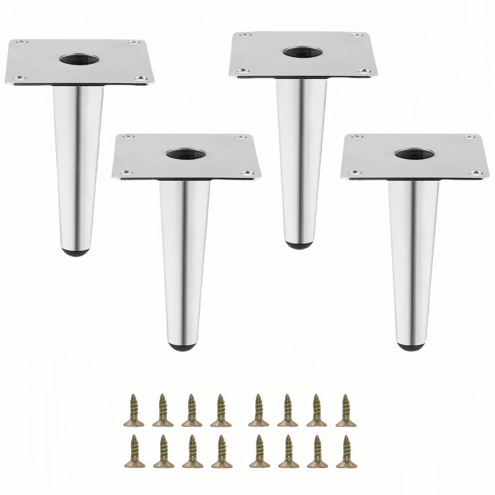 Photo 1 of Silver Metal Furniture Legs Heavy Duty Straight Furniture Feet DIY Modern Replacement Legs for Cabinet Sofa Couch Chair-Set of 4 (Silver, 4")