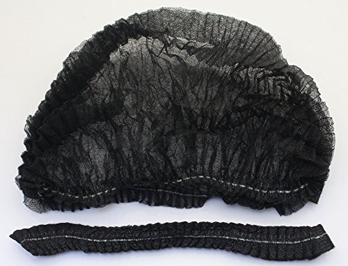 100 pieces disposable Non-woven Clip Caps Mob caps hairnets head cover, 21", with 6 colors for you to choose. (Black) - Thumbnail 2