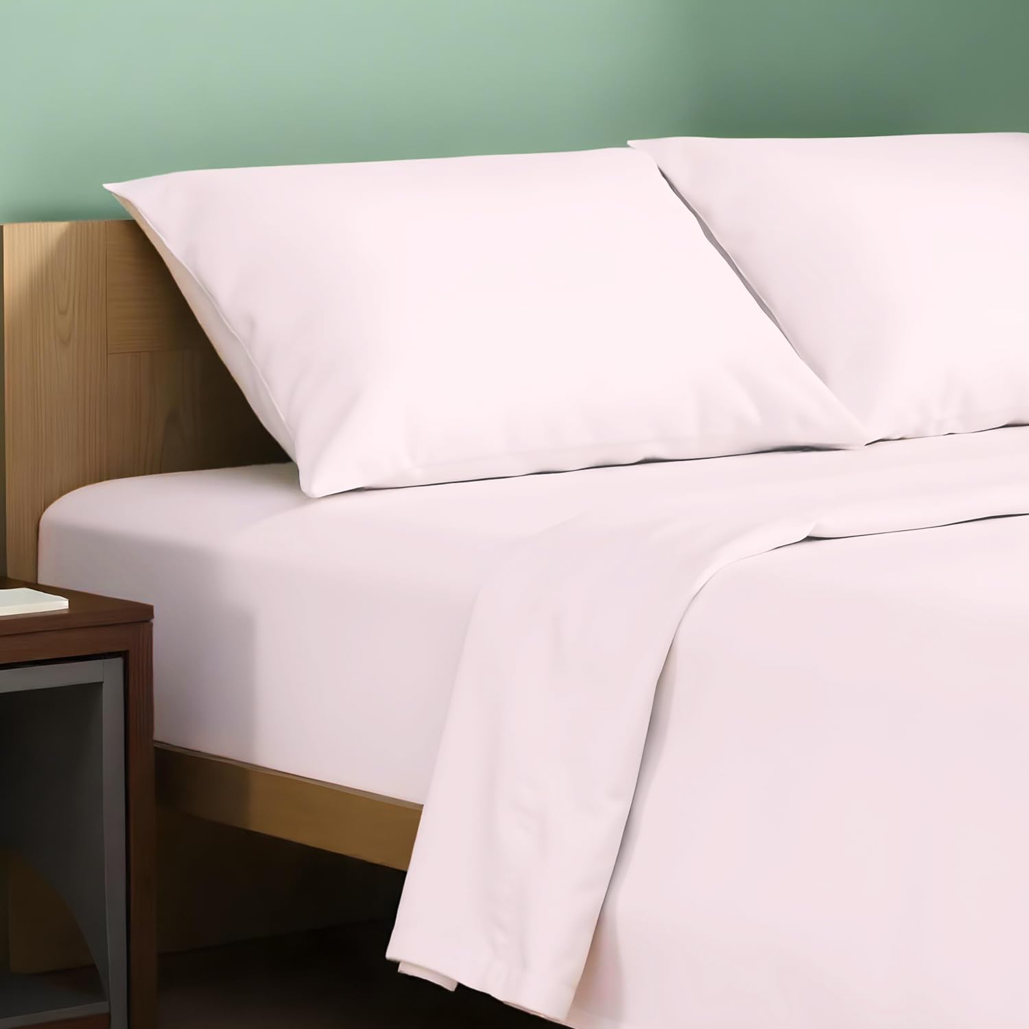 Photo 1 of TEXAS LINEN CO. 100% Organic Cotton Sheets King Size - 4 PC Organic Cotton King Size Percale Weave Sheet Set, Soft, Cooling, Crisp & Breathable, 16" Deep Pocket Hotel Quality Bedding Set - Blush