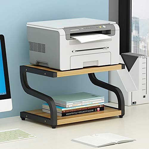 PUNCIA Office Desktop Laser Multifunction Printer Copier Scanner Shelf Stand Rack with Anti - Skid Pads for Desktop Organizer Storage Shelf Double Tier Tray for Microwave Oven Potted Plants (Black)