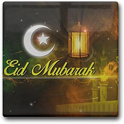Personalized Coasters Happy Ramzan Eid Mubarak Wishes Square Ceramic Drink Coaster For Bar, Coffee Cup Mat Tea Pad Table Decoration Accessories