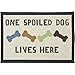 PetRageous 10215 One Spoiled Dog Tapestry Dog Non-Skid Machine Washable Placemat for Pet Feeding Stations with Rubber Backing 13-Inch by 19-Inch for Dogs, Off-White