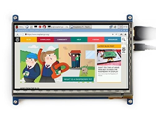 Waveshare 7inch 1024*600 Capacitive Touch Screen LCD Display HDMI Interface Supports Various Systems for  Raspberry pi A/A+/B/B+/2 B/3 B& BengleBone Black & Banana Pi with Bicolor Case