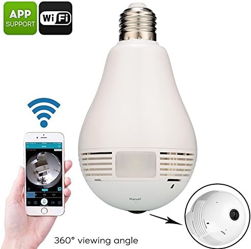 Light Bulb Security Camera, Wireless 1080P IP Camera, 360 Degree Fish-eye WiFi Home Security Surveillance Camera Alarm System for Baby/Elder/Pet/Nanny Monitor, Two-Way Audio, Motion Detection