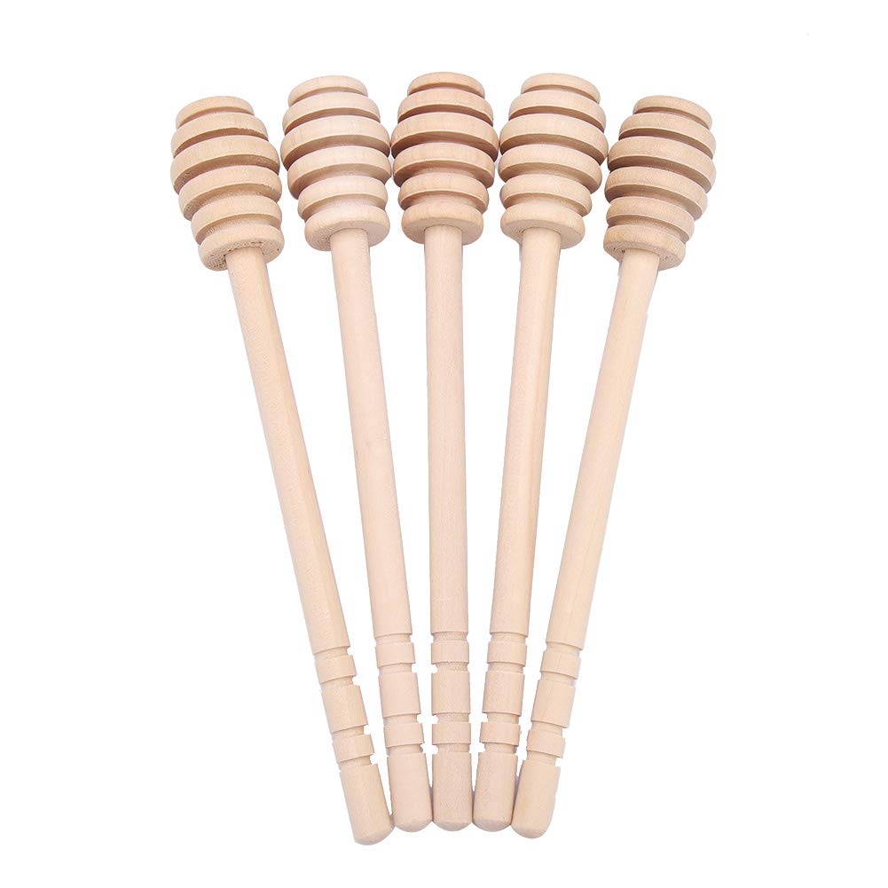 24Pcs Wooden Honey Dipper Stick Jam Syrup Drizzler Stirring Rod Kitchen Gadgets(16cm)