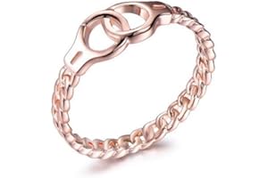 COLORFUL BLING 14K Gold Plated Handcuffs Chain Link Ring Simple Dainty Stacking Band Gold Rings Minimalist Statement Ring Jewelry for Women