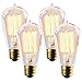 60W Edison Light Bulbs ST58 Filament Vintage Bulb Antique Style Incandescent Clear Glass Light Squirrel Cage Design E26/E27 Medium Base Lamp (4 Pack) for Chandeliers Wall Sconces Pendant Lighting