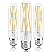 T10 Led Tubular Bulb,75 Watt Incandescent Bulb,8W Dimmable Edison Led Bulb,3000K Soft White,E26 Medium Base Lamp, 3-Pack (Soft White(Clear Glass))