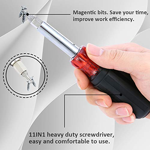 image for Meterk Screwdriver Magnetic Nut Screwdriver, 11 In 1 Multitool Screwdr