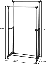 Vivo Technologies Double Adjustable Tidy Rack Mobile Garment Rack Wheel Stand view 6