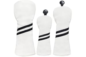 Scott Edward 3 Pcs PU Golf Club Covers Club Protector for Driver Fairway and Hybrid Wood Fit Most Brands