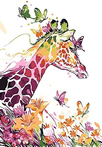 Version 3.0 HD Paint By Number Kits for Adults 3-dimension PBN Kit Paintworks Digital Diy Oil Painting Canvas Kits for Children Kids Beginner White Christmas Decorations Gifts - Deer (N2, Framed)