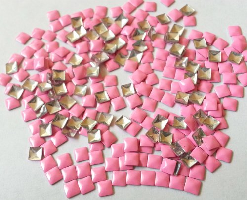 100pc Square Hot Neon Metal Studs 3mm 3D Acrylic Nail Art Decoration Cellphone Case (High Quality) USA SELLER! FAST SHIPPING! (Neon Tiffany Pink)