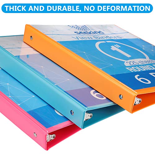 1 Inch 3 Ring Binders,SEEKIND View Binders,Holds Up to 8.5"1.1" Paper,Customizable Clear Cover,for Home,Office, and School Supply,6 Pack